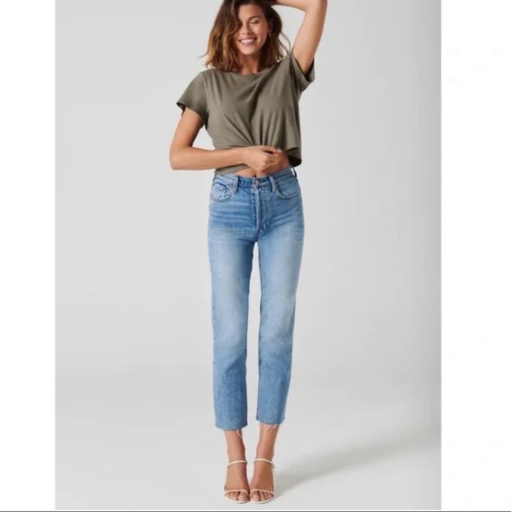 Denim Forum Arlo High Rise Straight Jeans organic cotton